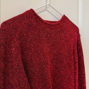 New! Zara Red Tinsel Sweater